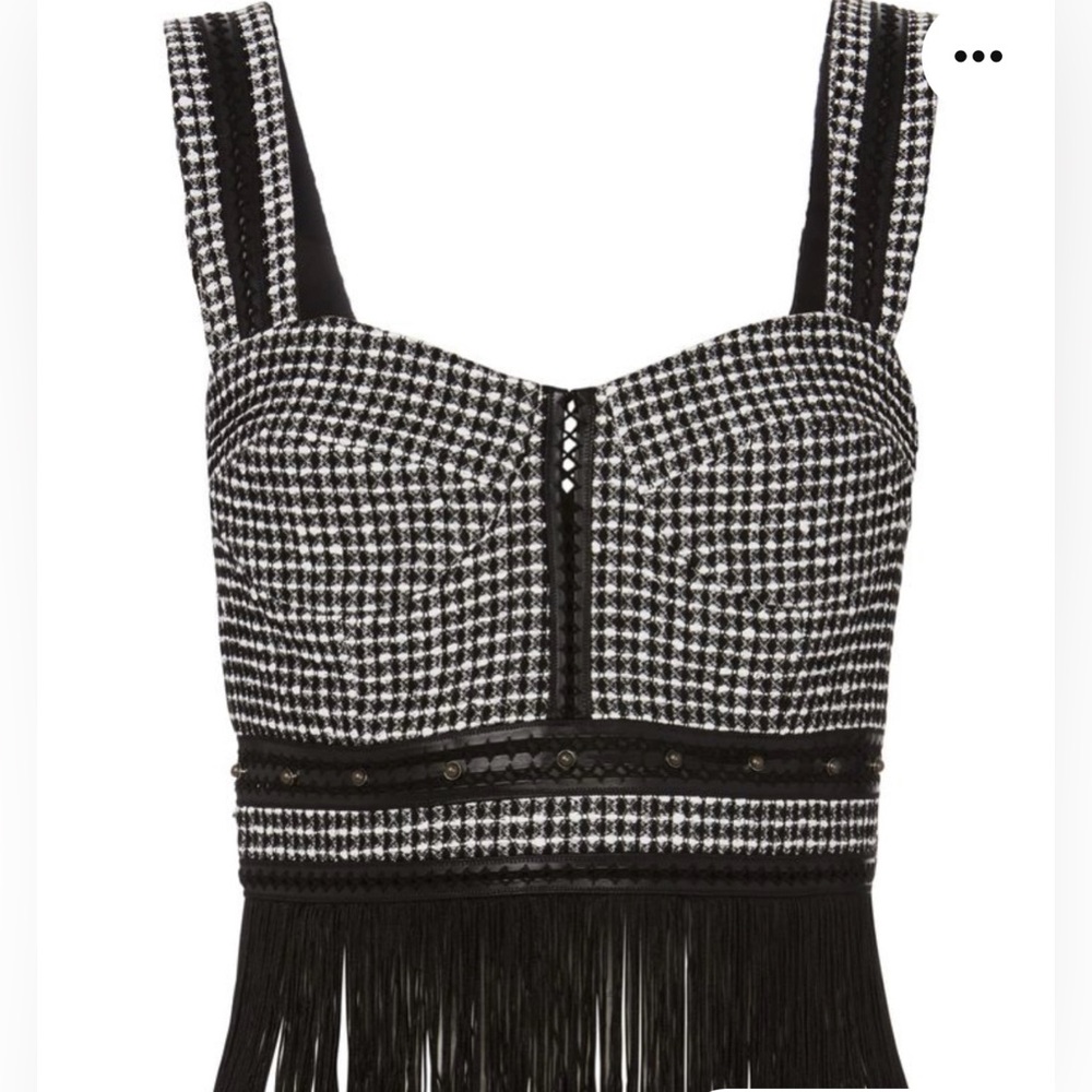 Jonathan simkhai studded tweed fringe bustier top